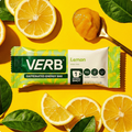 Verb Lemon energy bar with lemons and a spoonful of honey on a yellow background