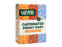 Box of Verb Caffeinated Energy Bars with colorful design on a white background