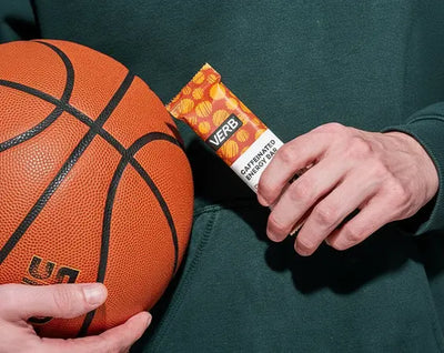 Verb energy bar in a hoodie pocket